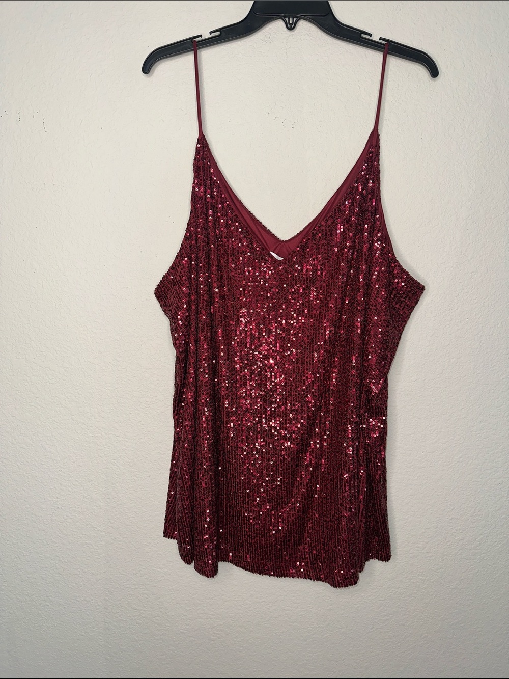 Calvin Klein Burgundy Sequin Spaghetti Strap Camisole